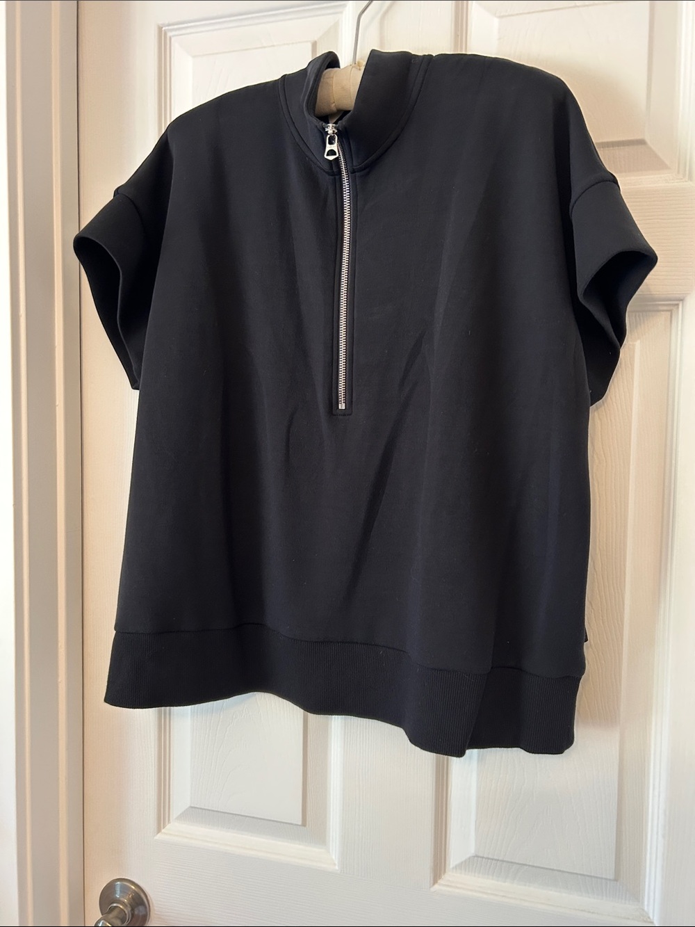 Varley Black Short-Sleeve Half-Zip Pullover